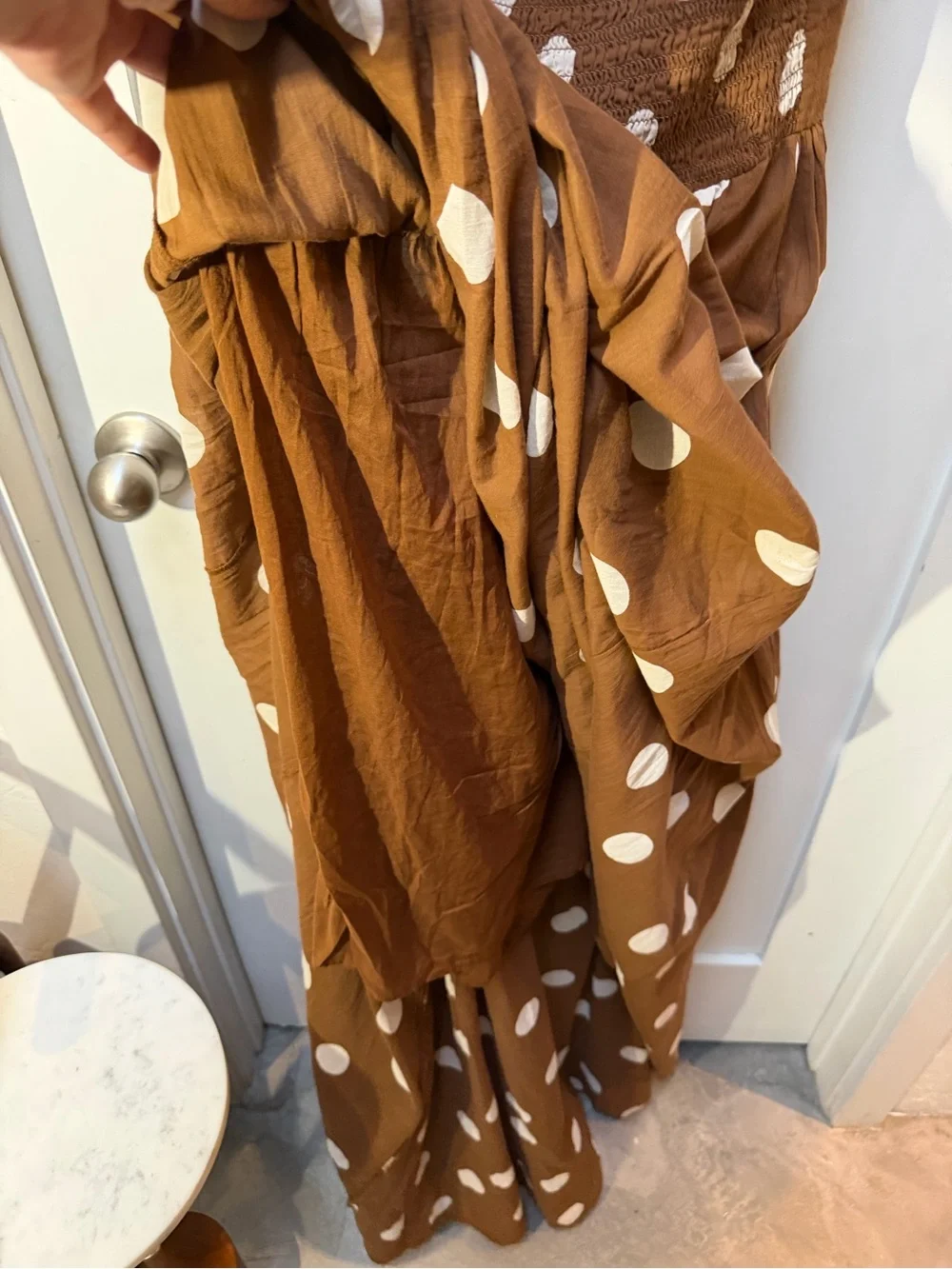 Free People Brown Polka Dot Maxi Dress 100% Cotton XL - Picture 9 of 11